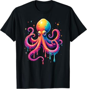 Aesthetic Rainbow Dripping Octopus T-Shirt