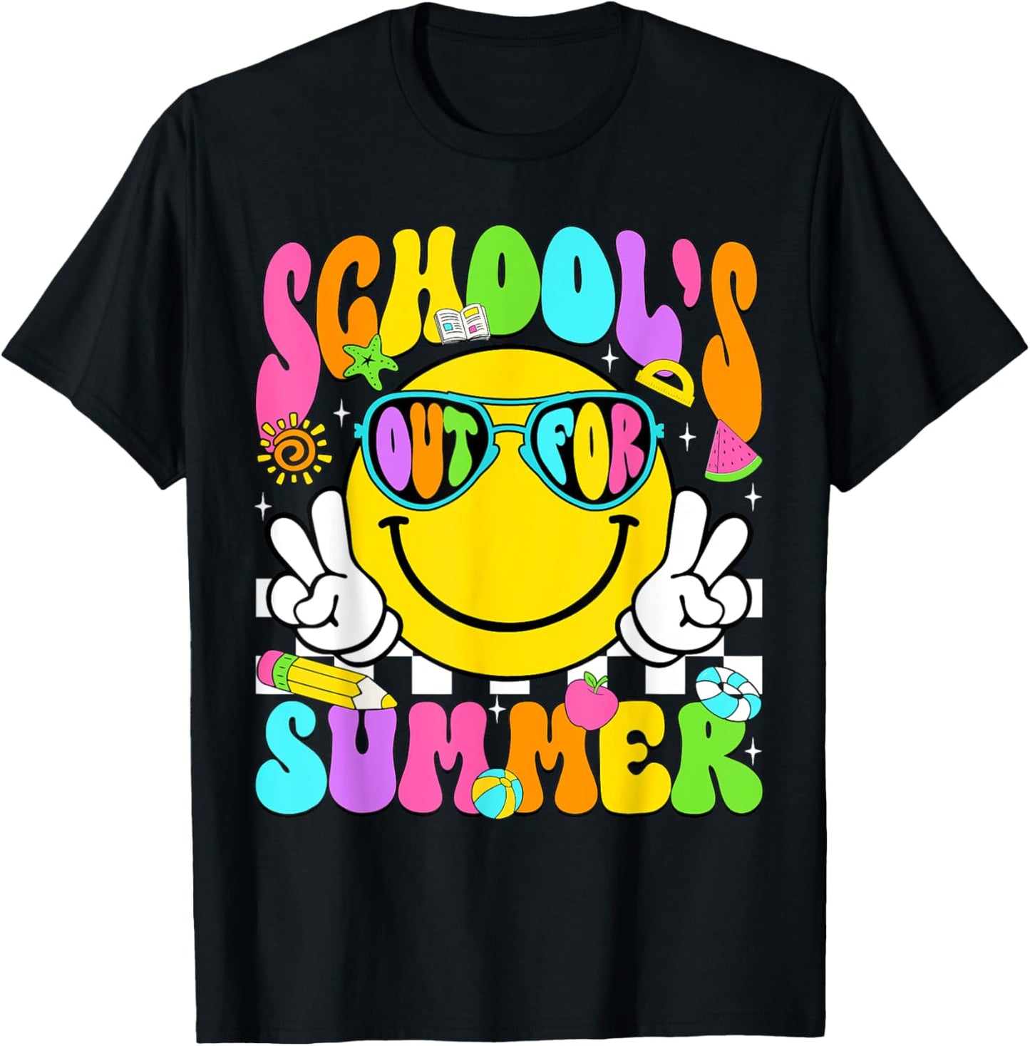 Last Day Of School Smile Teacher Kids Schools Out For Summer T-Shirt