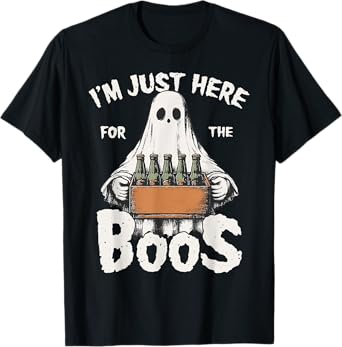 I'm Just Here For The Boos Drinking Beer Ghost Halloween T-Shirt