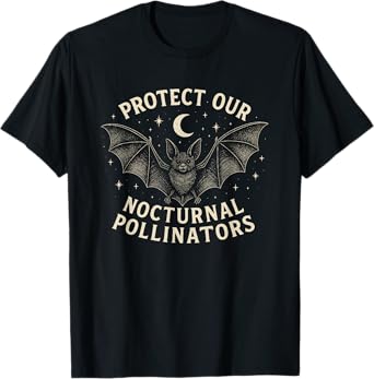 Protect Our Nocturnal Pollinators Bat Wildlife Conservation T-Shirt