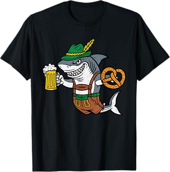 Shark Oktoberfest Lederhosen Bavarian Costume Festival Funny T-Shirt