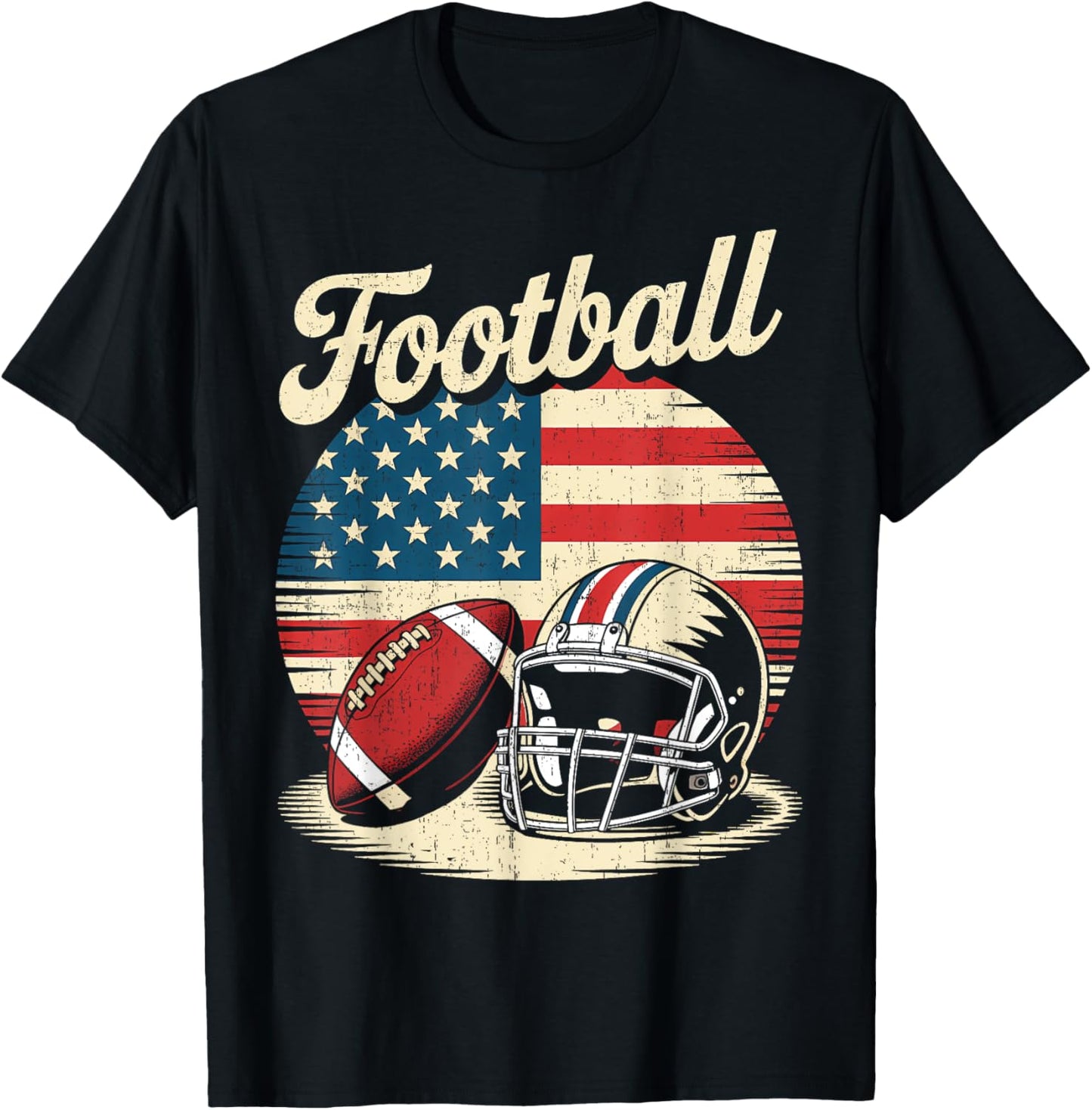 Retro Patriotic Football USA Flag 4th of July For Men Women T-Shirt