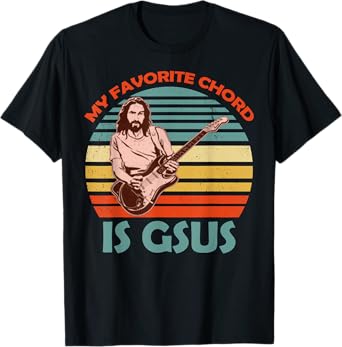 My Favorite Chord Is Gsus Jesus Tees Co. Gsus Jesus Guitarist Guitar Vintage Black Unisex Adult T-Shirt