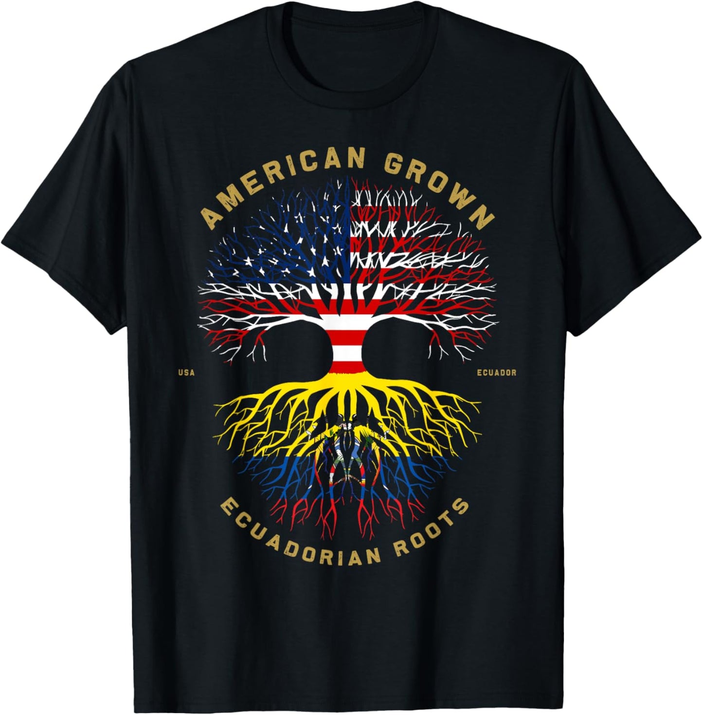 American Grown With Ecuadorian Roots Tree USA Flag Gifts T-Shirt