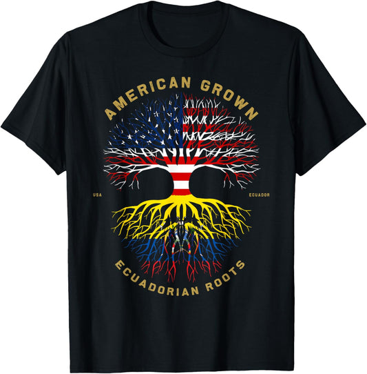 American Grown With Ecuadorian Roots Tree USA Flag Gifts T-Shirt