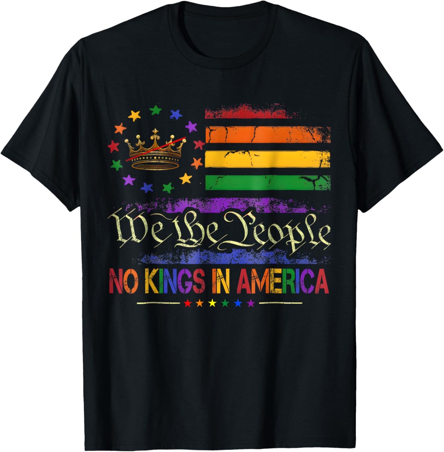 No Kings In America We The People Political Flag Men Women T-Shirt