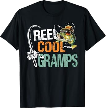 Reel Cool Gramps Fishing Gramps Birthday Vintage T-Shirt