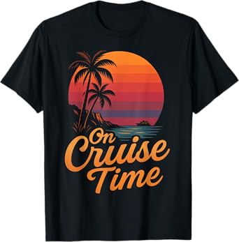 Tropical Cruise On Vacation Time With Palm Tree Sunset View T-Shirt