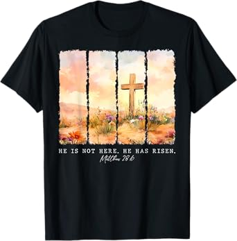 He Is Risen Christian Wildflower Happy Easter Women Girls T-Shirt