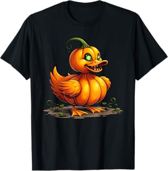 Scary Duck Pumpkin Funny Halloween Womens Mens Kids T-Shirt