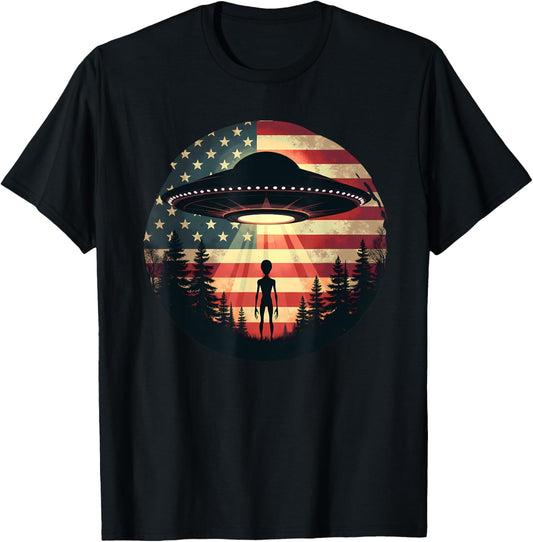 Alien/Extraterrestrial UFO American Fl Sci-Fi Patriotic T-Shirt