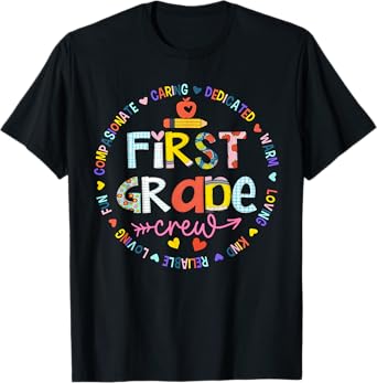 Back to School First Grade Crew Teacher Squad Matching T-Shirt