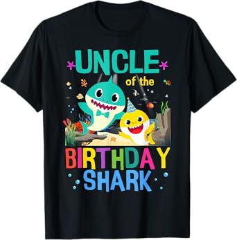 Funny Uncle Of The Birthday Family Shark Kids Birthday T-Shirt