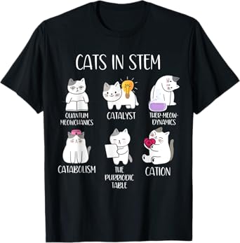 Funny Science Meme Cats In Stem Scientist Nerd Cat Lover T-Shirt