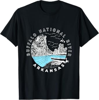 Vintage Buffalo River Arkansas Souvenir Kayak Canoe T-Shirt