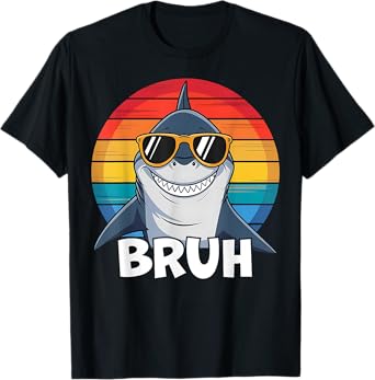 Funny Boys Shark Graphic Toddler Kids Shark Face Open Mouth T-Shirt