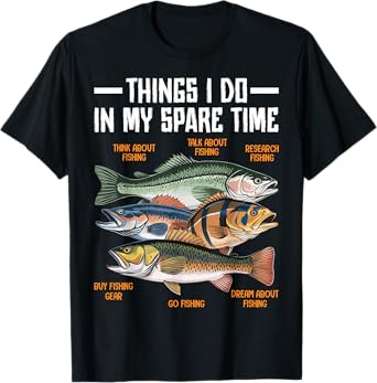Things I Do In My Spare Time Fishing Funny Men Kids Boys T-Shirt
