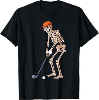 Funny Skeleton Golf Player Golfer Men Dad Halloween T-Shirt