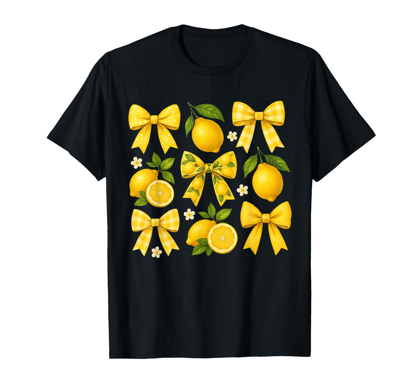 Cute Lemon Tropical Fruits Coquette Bows Summer Girl Women T-Shirt