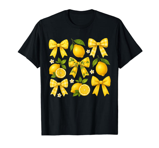 Cute Lemon Tropical Fruits Coquette Bows Summer Girl Women T-Shirt