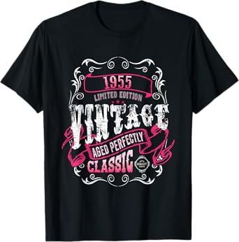 Vintage 70 Birthday Decorations Men 70yr 1955 70th Birthday T-Shirt