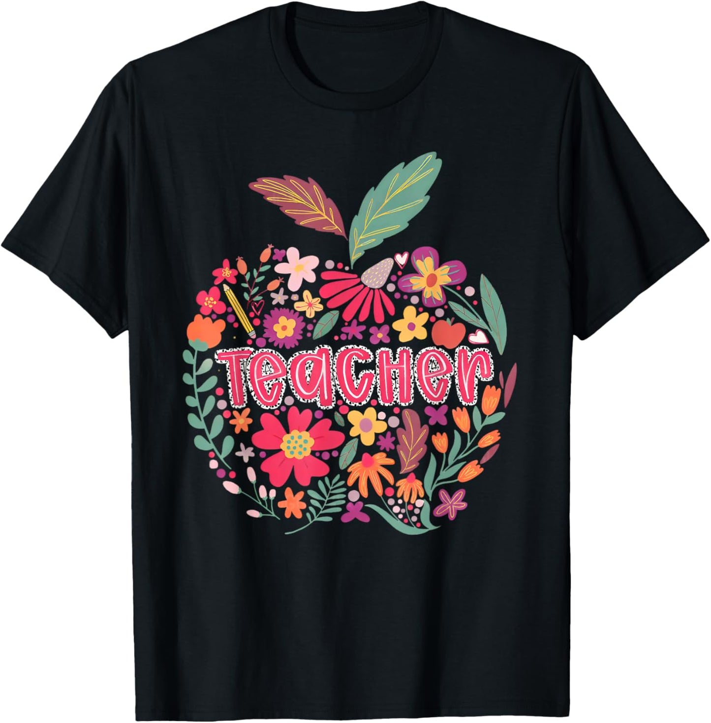 Teacher Wildflower Happy First Day Of School Back To School Tee by TeeBrew