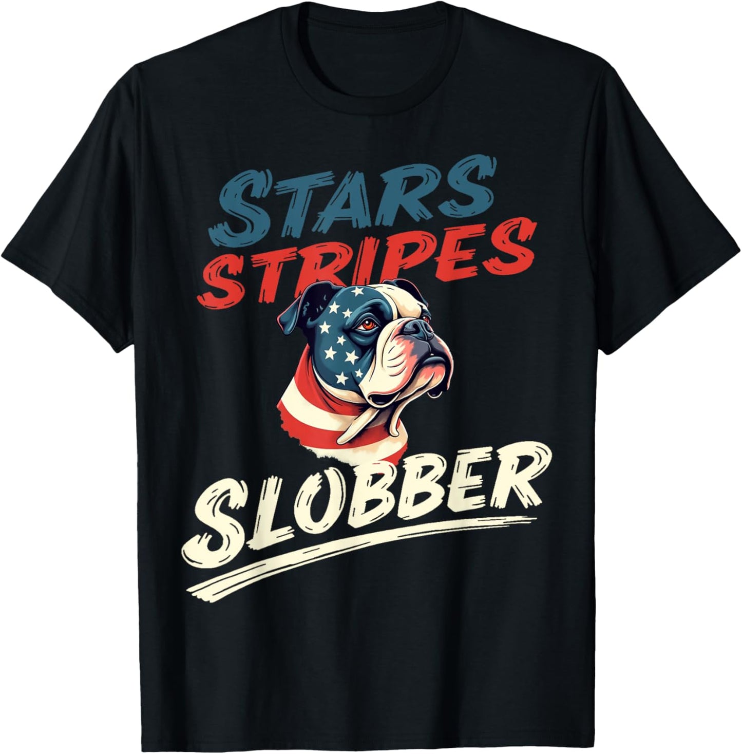 Funny Bulldog Dog Vintage English Bulldog American Flag T-shirt