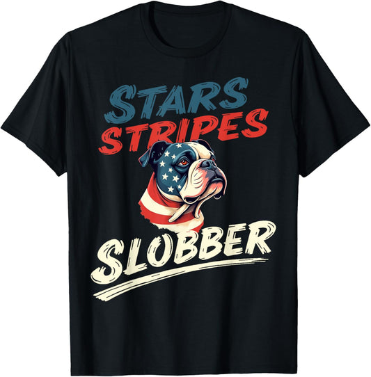 Funny Bulldog Dog Vintage English Bulldog American Flag T-shirt