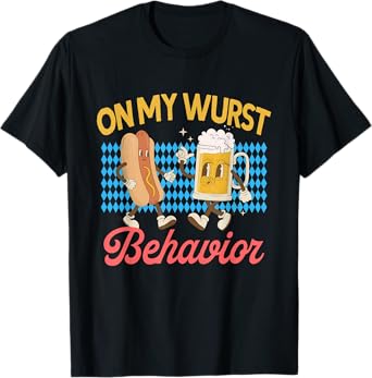 Retro Oktoberfest On My Wurst Behavior Funny German T-Shirt