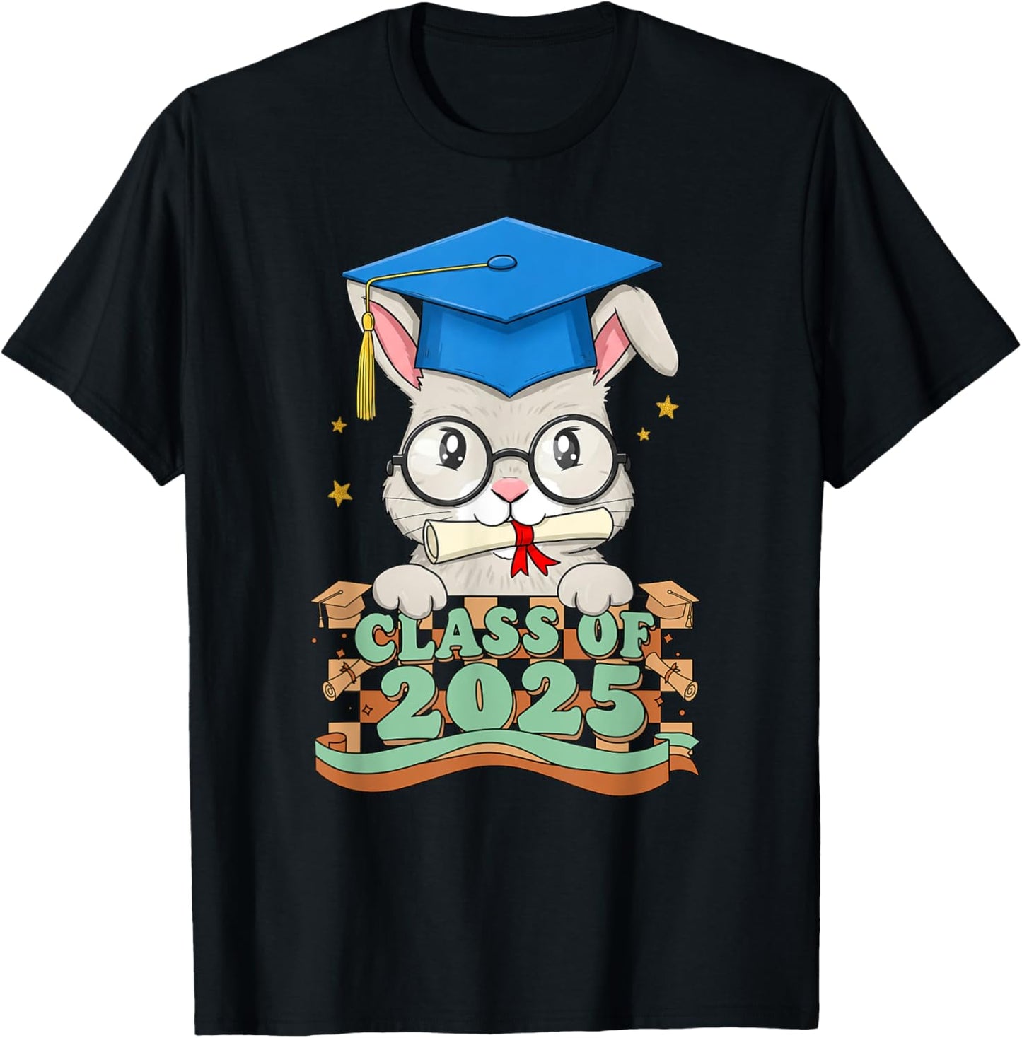 Graduate Rabbit Class Of 2025 Kids Mens Womens Graduation Tee by TeeBrew