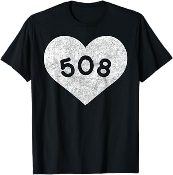 Massachusetts Area Code 508 Heart Shirt State Gift T-Shirt