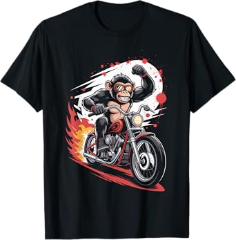 Monkey Biker Riding Motorcycle Men Vintage Gorila Rider T-Shirt