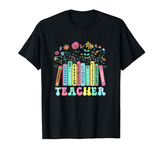 Back to School Cute Floral Teacher T-Shirt, Teacher Life T-Shirt