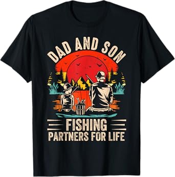 Dad & Son Fishing Partners For Life Retro Matching Dad T-Shirt
