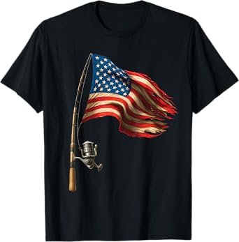 American Flag Fishing Lovers Fisherman Funny Fishing USA T-Shirt
