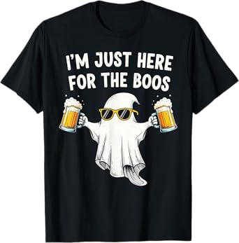 I’m Just Here for The Boos Funny Ghost Beer Funny Halloween T-Shirt