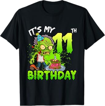 It's My 11th Birthday Zombie Lover 11 Year Old Boys Girls T-Shirt