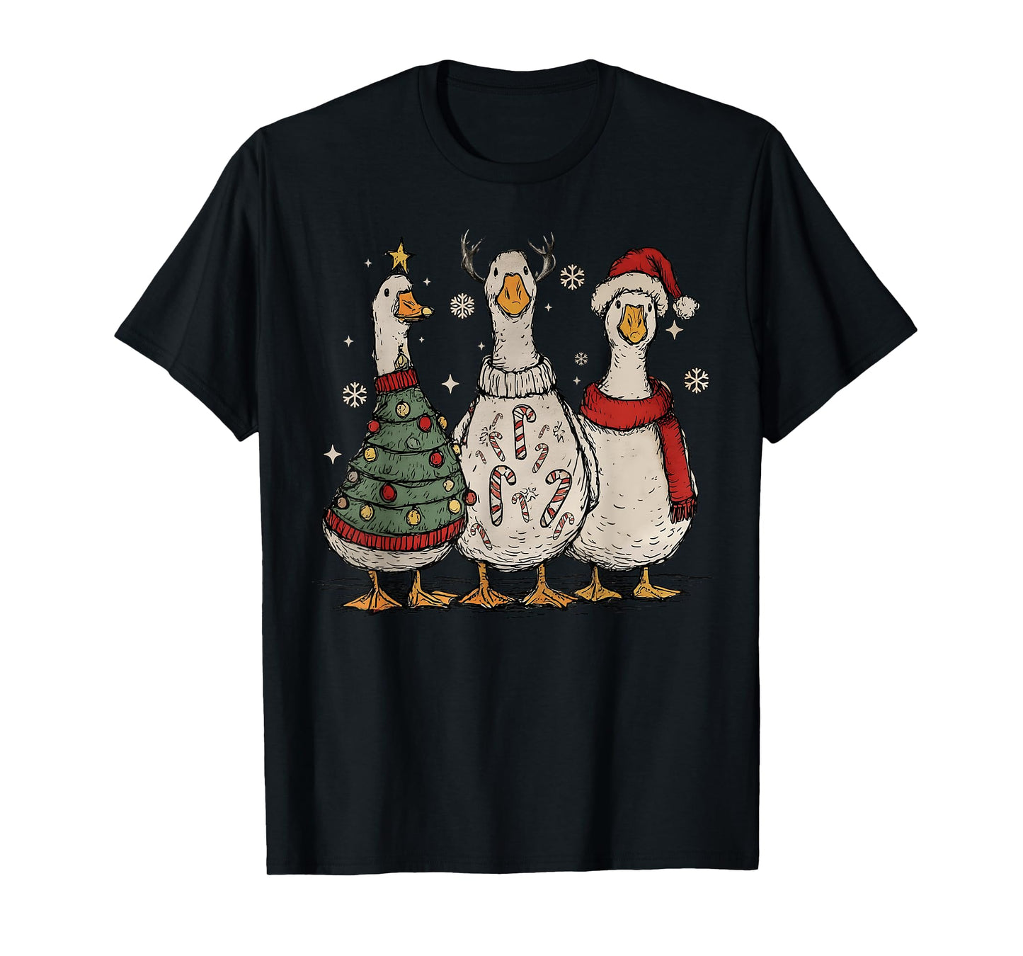 Vintage Christmas Silly Goose Santa Reindeer Men Women Kids T-Shirt