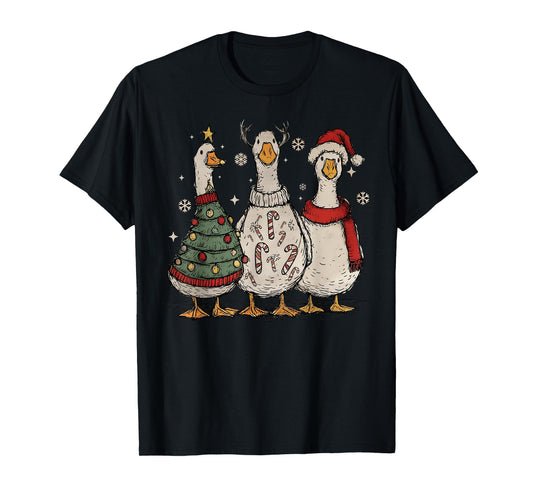 Vintage Christmas Silly Goose Santa Reindeer Men Women Kids T-Shirt