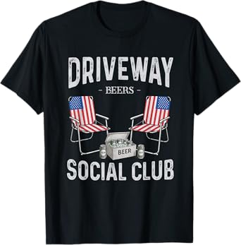Driveway Beers Social Club Retro Chair Beer Drinker Drinking T-Shirt