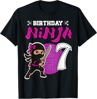 Birthday Ninja 7 year old Girl Funny Ninja 7th Birthday T-Shirt