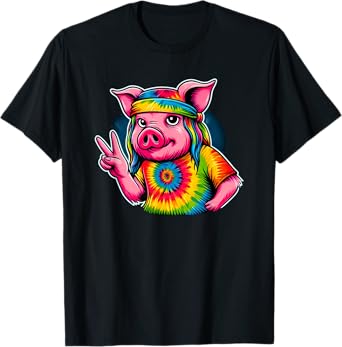 Peace Sign Tie Dye Pig T-Shirt