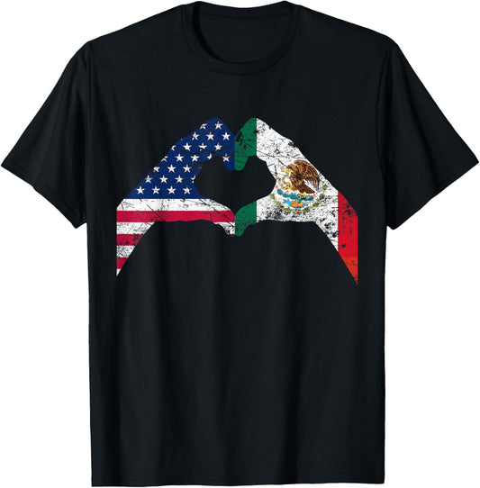 America Mexico Flag Vintage Mexican Roots American T-Shirt