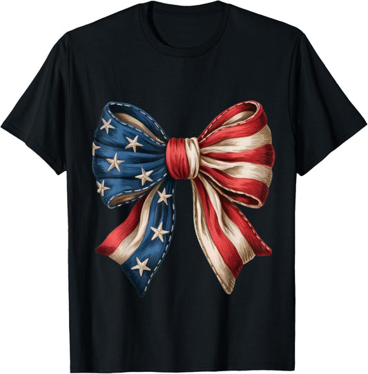 Usa Flag Bow 4th Of July Sublimation Clipart T-shirt
