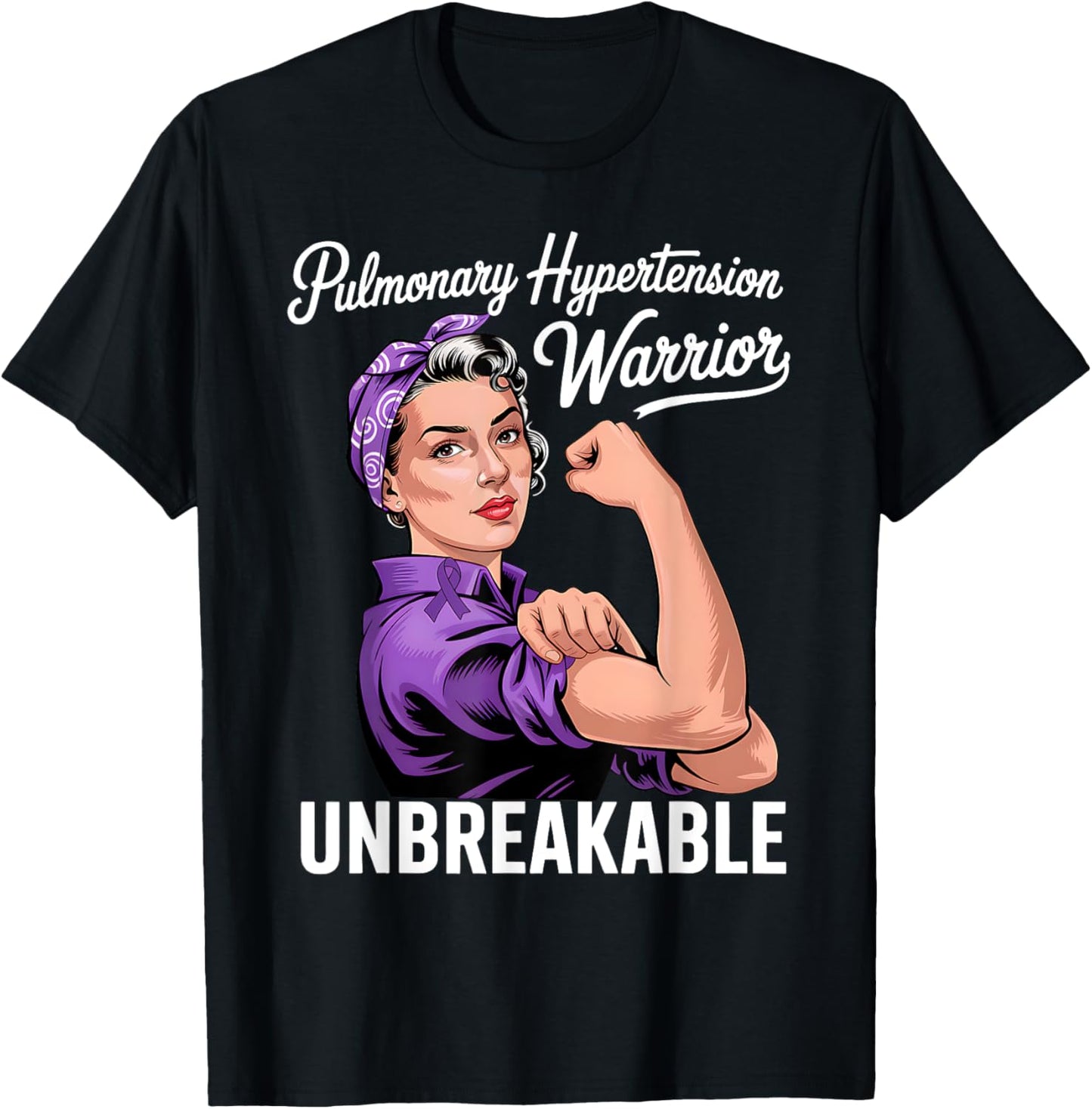 Pulmonary Hypertension Warrior Unbreakable Purple Awareness T-Shirt