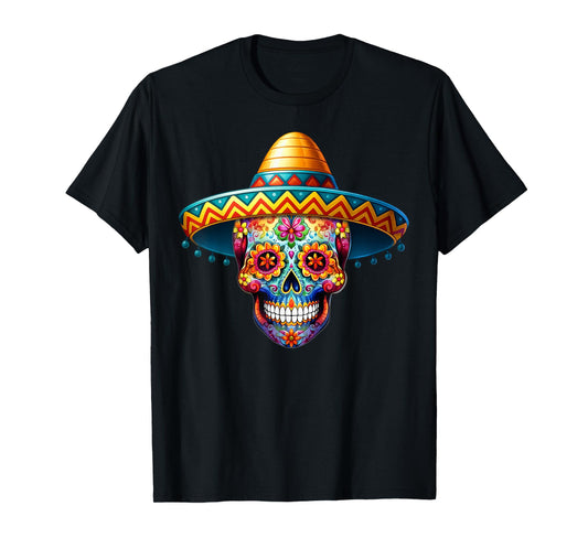 Dia De Los Muertos Sugar Skull Sombrero Day of Dead Men T-Shirt