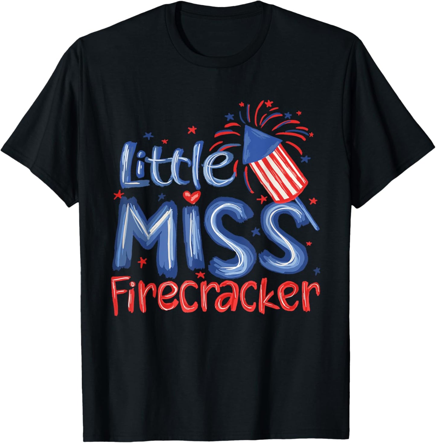 Little Miss Firecracker 4th Of July Kids Toddler American T-shirt