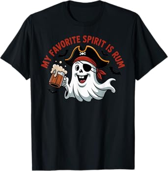My Favorite Spirit is Rum Funny Ghost Pirate Squad Halloween T-Shirt