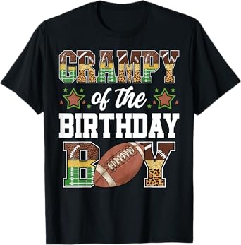 Grampy Of The Birthday Boy Football Player Family Matching T-Shirt
