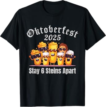 Oktoberfest 2025 6 Stein Apart Beer October Funny Drinking T-Shirt